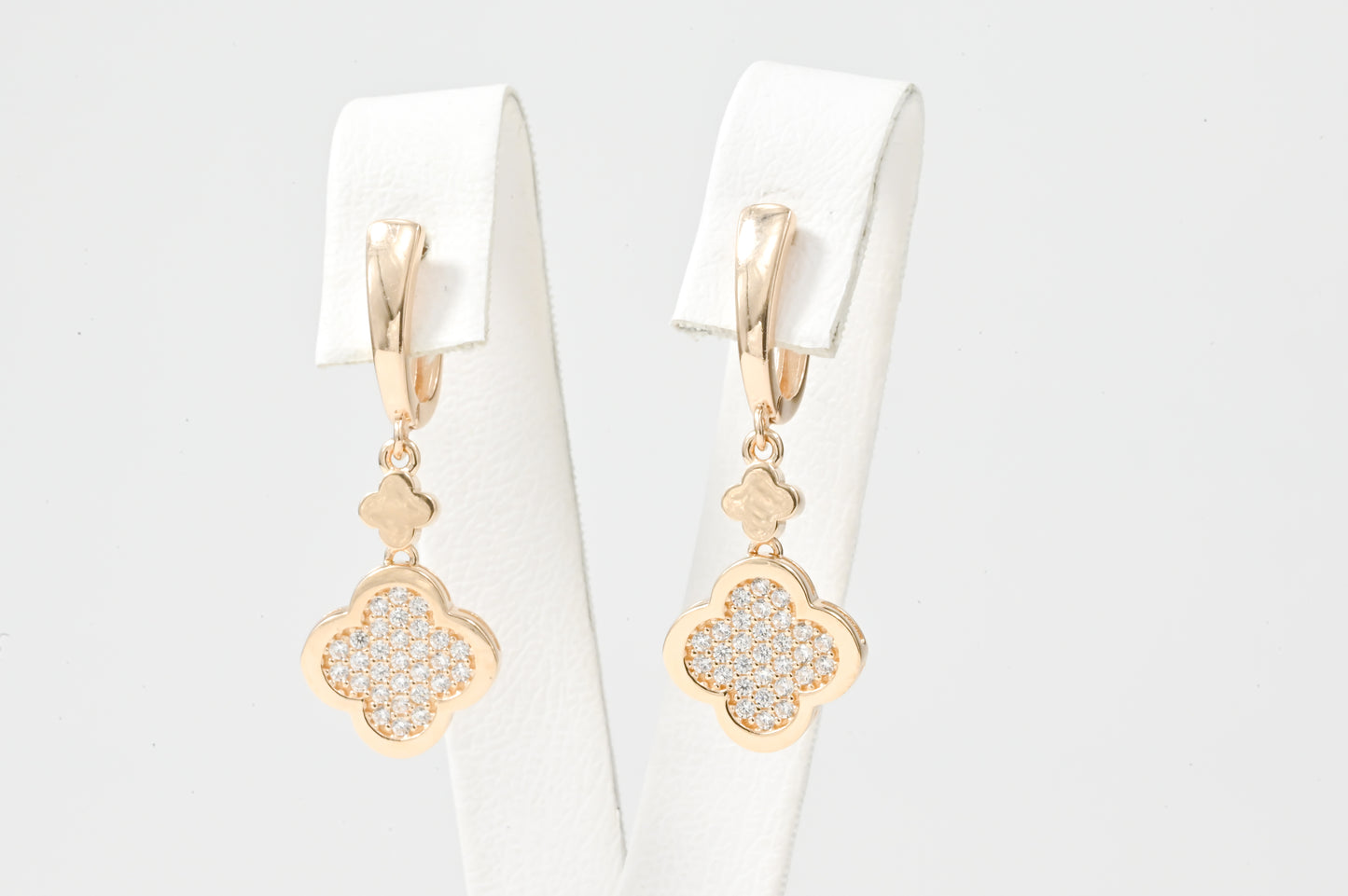 Dangle Earrings clover with Zirconia stones