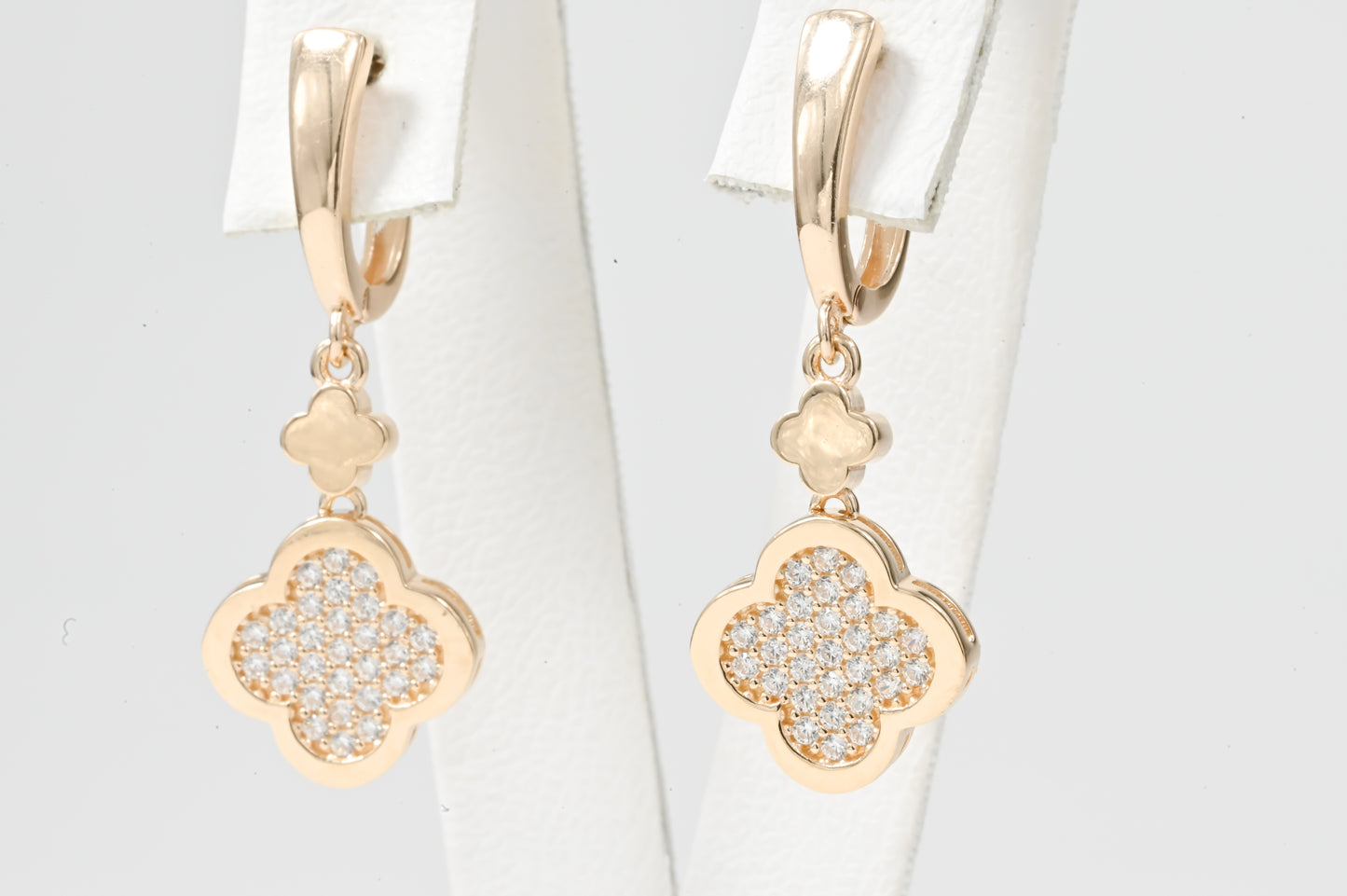 Dangle Earrings clover with Zirconia stones