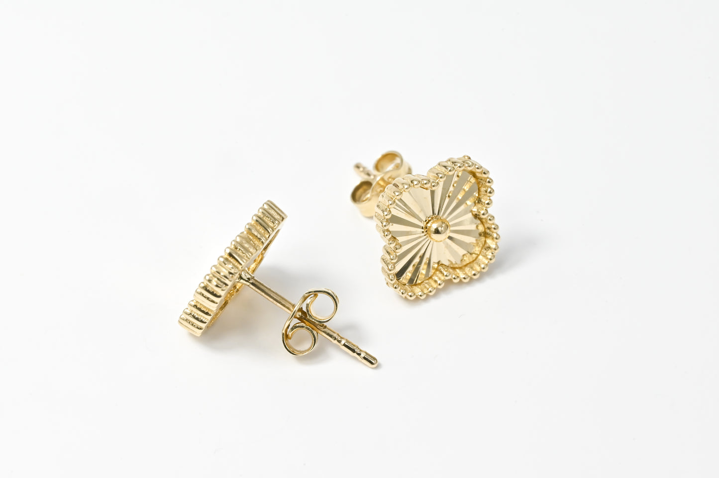 Yellow Gold clover Stud Earrings