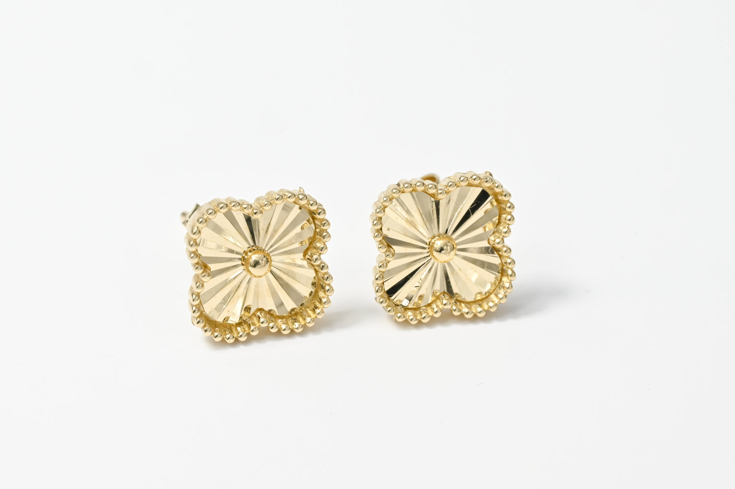 Yellow Gold clover Stud Earrings