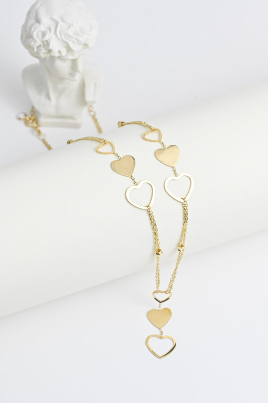 Necklace Hearts Yellow Gold