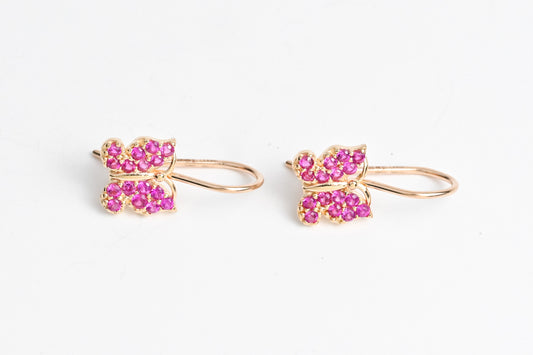 Kids Earrings Pink Butterfly