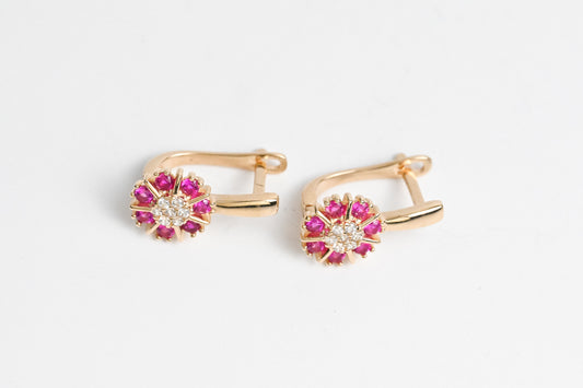 Kids Earrings Pink Flower