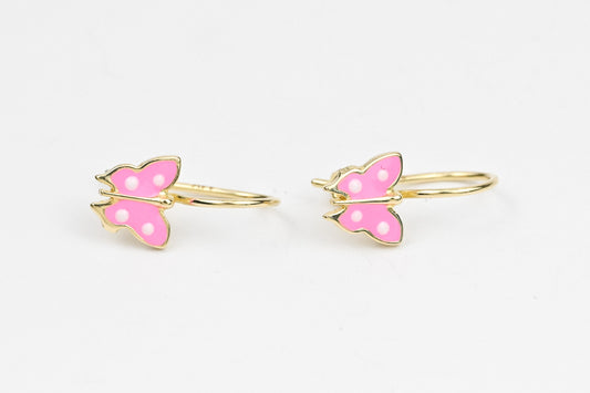 Kids Earrings Pink Butterfly