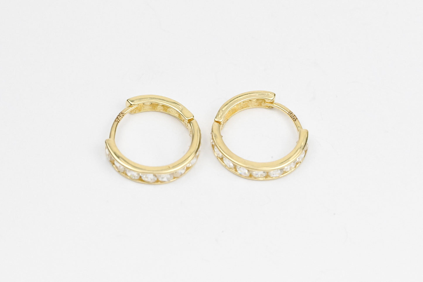 Kids Earrings White Zirconia stones Hoops