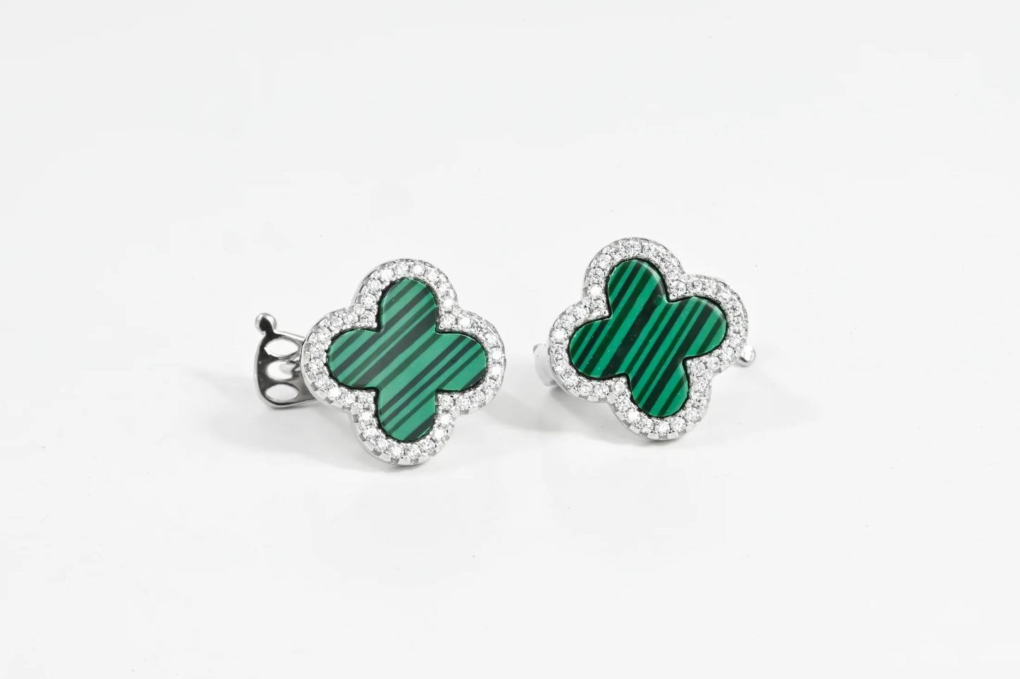 Silver Set Malachite clover