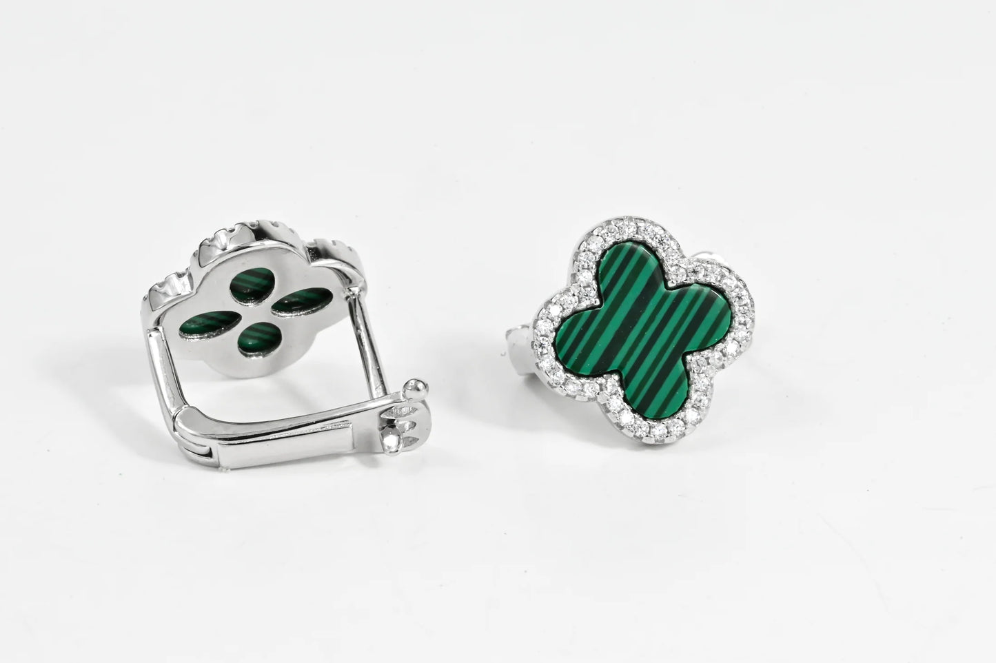 Silver Set Malachite clover