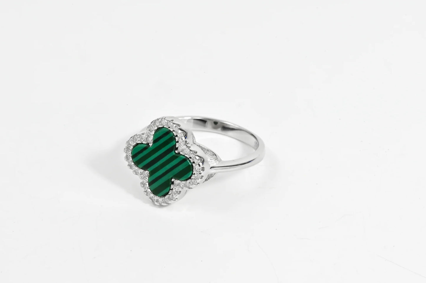 Silver Set Malachite clover