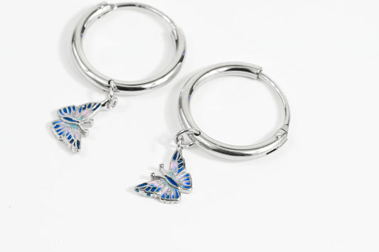 Silver Earrings Butterfly