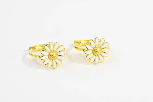 Silver Kids Earrings Yellow Flowers
