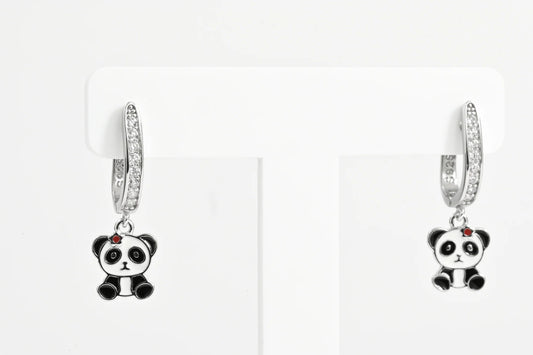 Silver Kids Earrings Panda