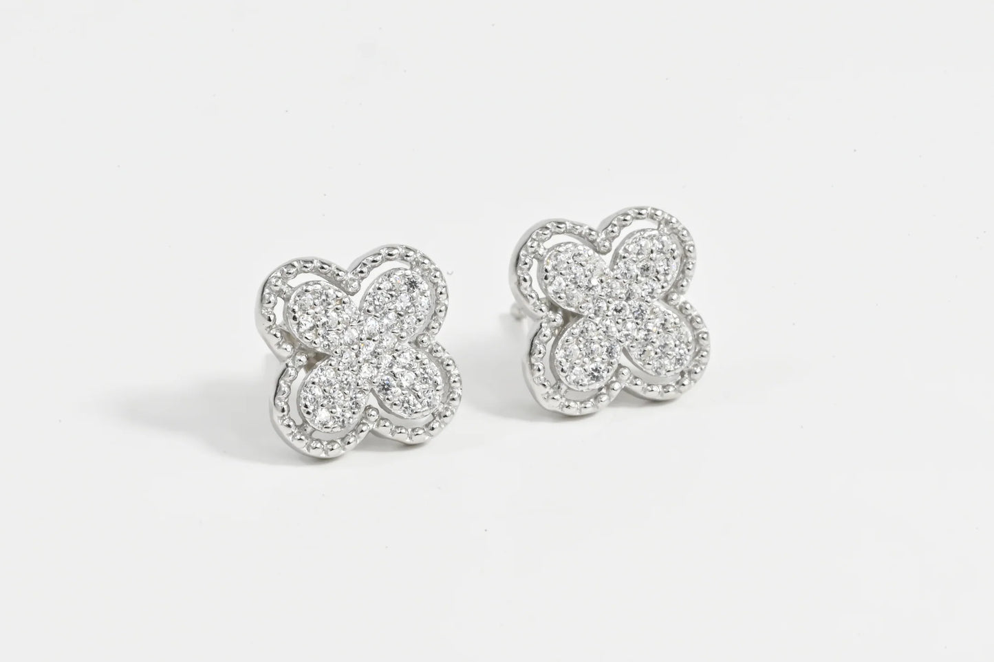 Silver Stud Earrings clover