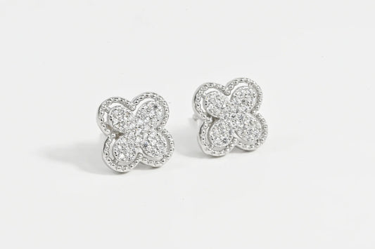 Silver Stud Earrings clover