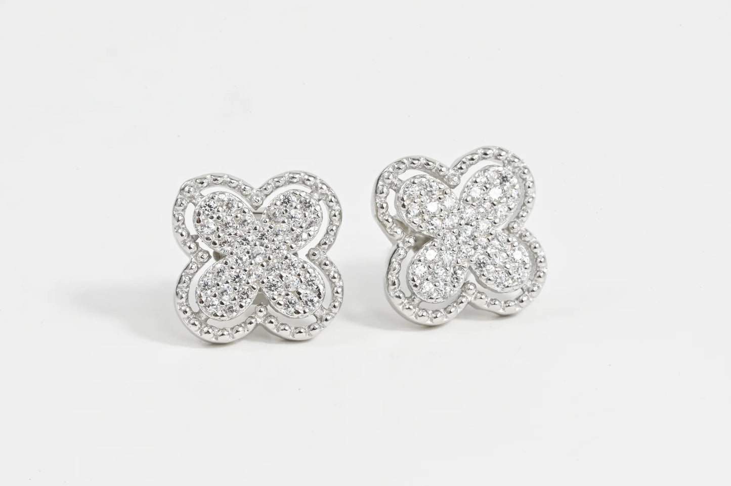 Silver Stud Earrings clover