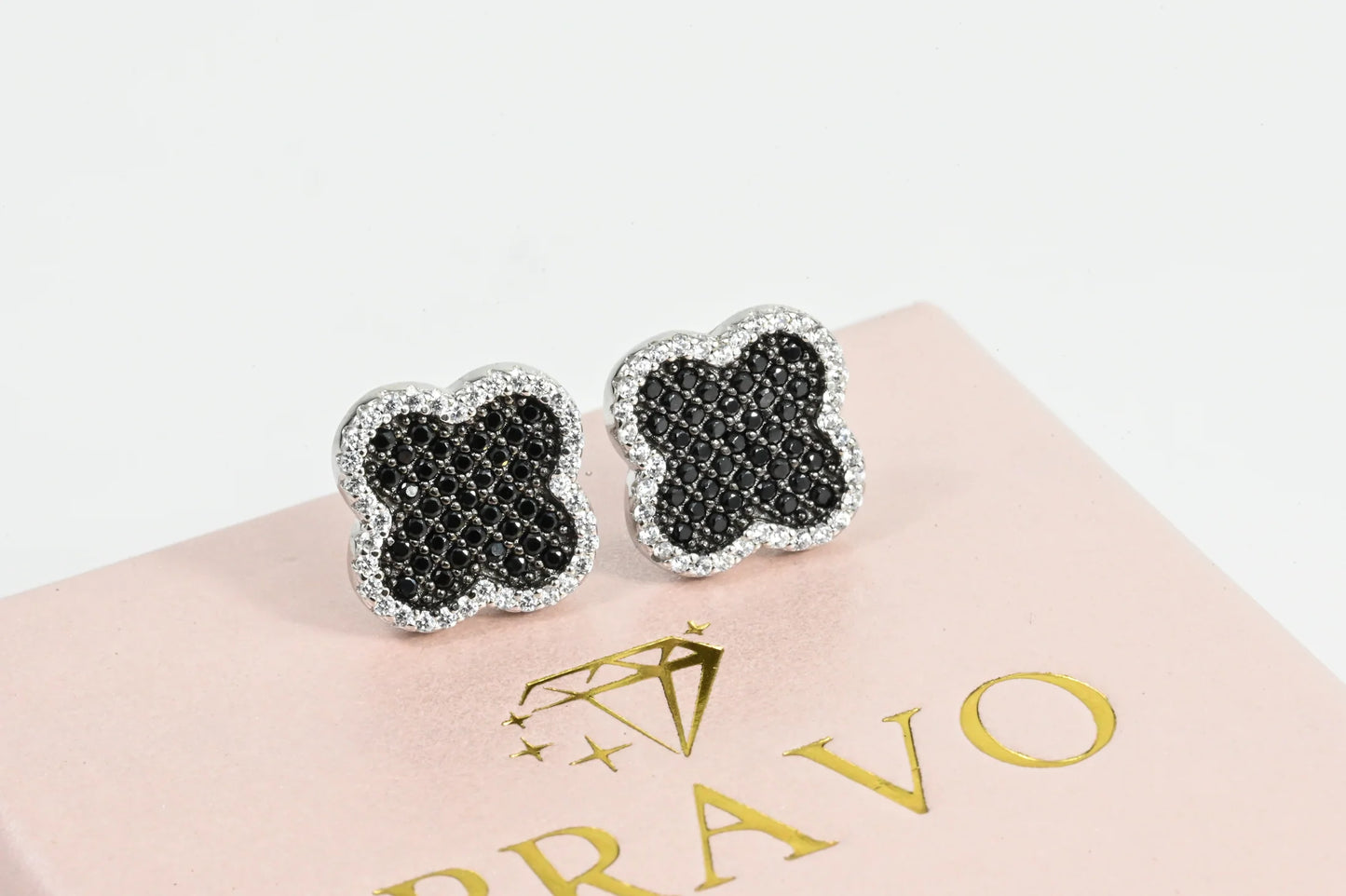 Silver Stud Earrings Black clover