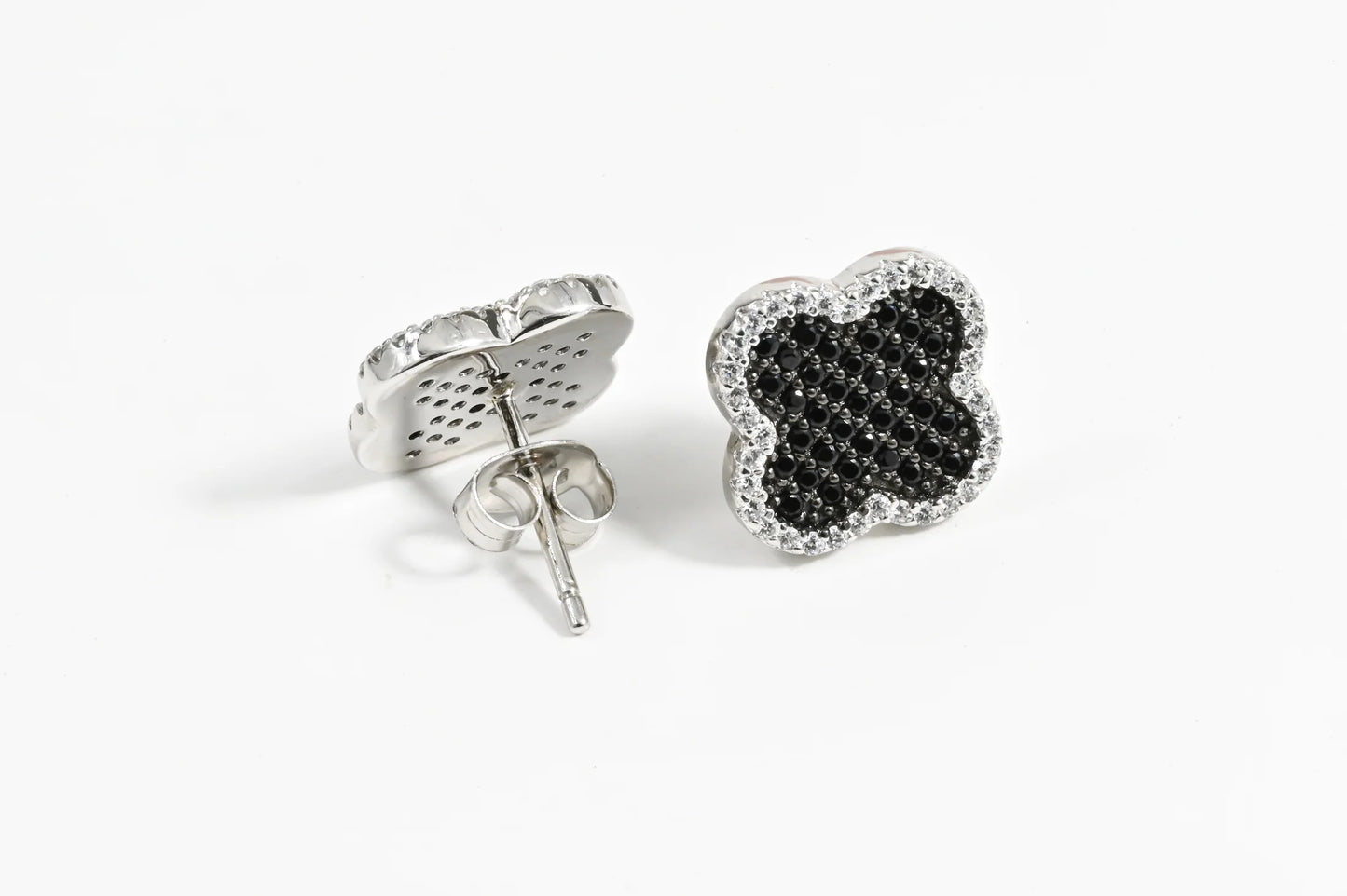 Silver Stud Earrings Black clover