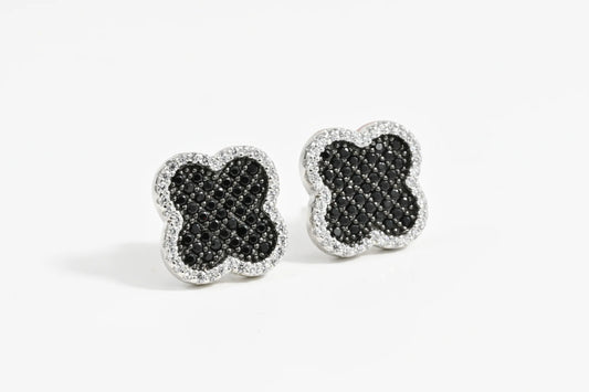 Silver Stud Earrings Black clover