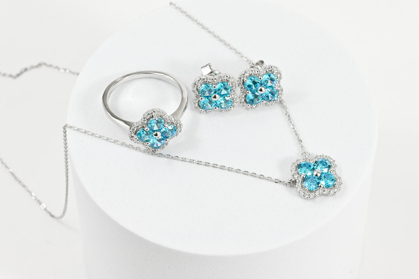 Silver Set Blue clover