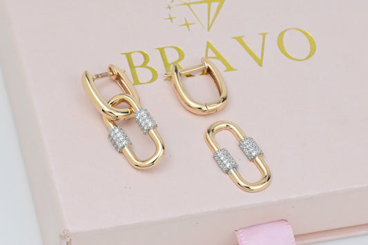 Earrings Chain with Zirconia stones