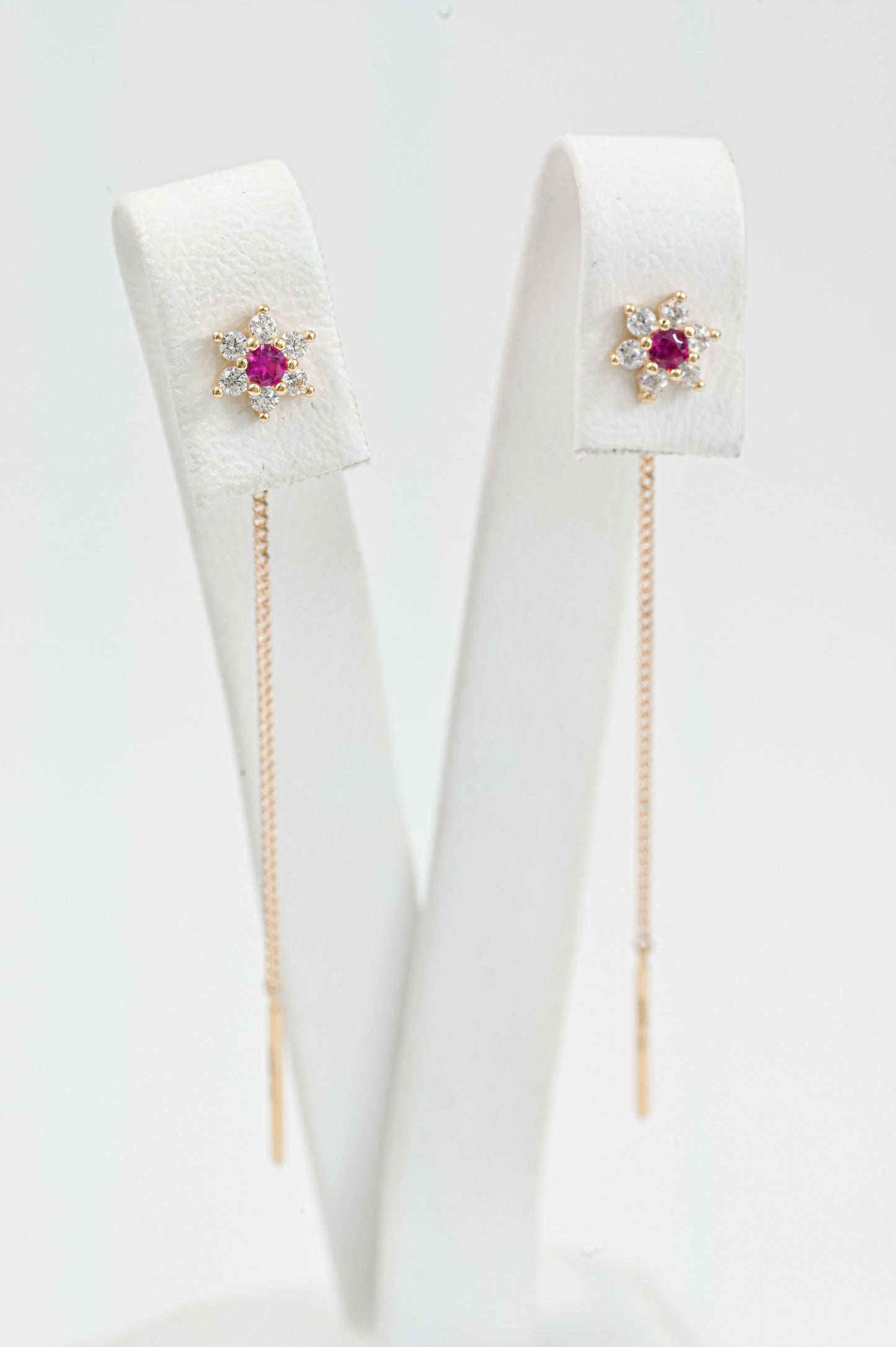 Thread Earrings  Pink Flower