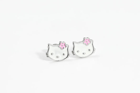 Kids Silver Earrings Kitty