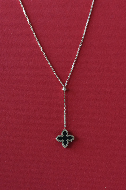 Dangle Black Flower Necklace