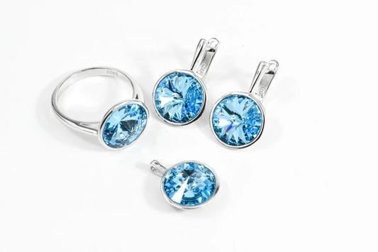 Silver Set Blue (Earrings,Ring,Pendant)