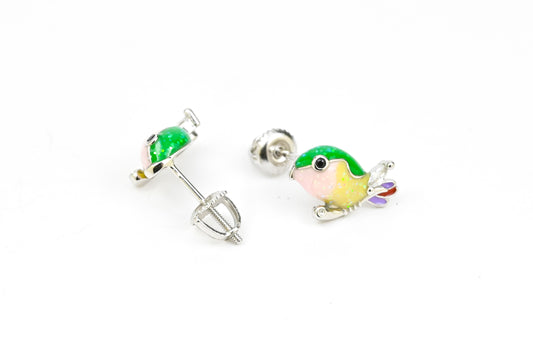 Silver Stud Kids Earrings Birds