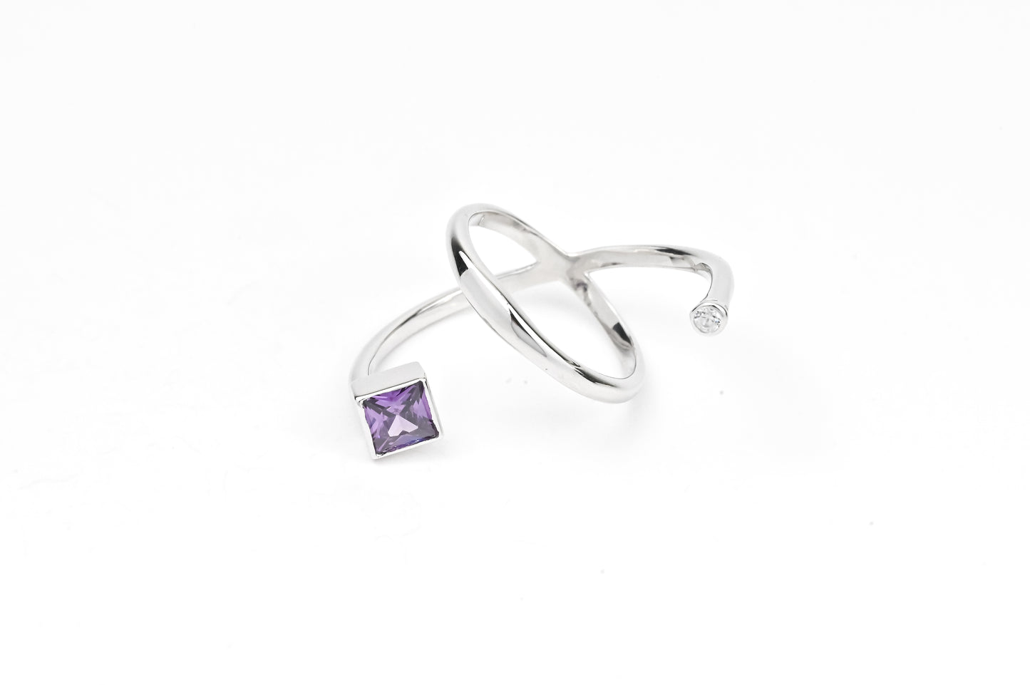 Silver Ring with Purple Zirconia stone