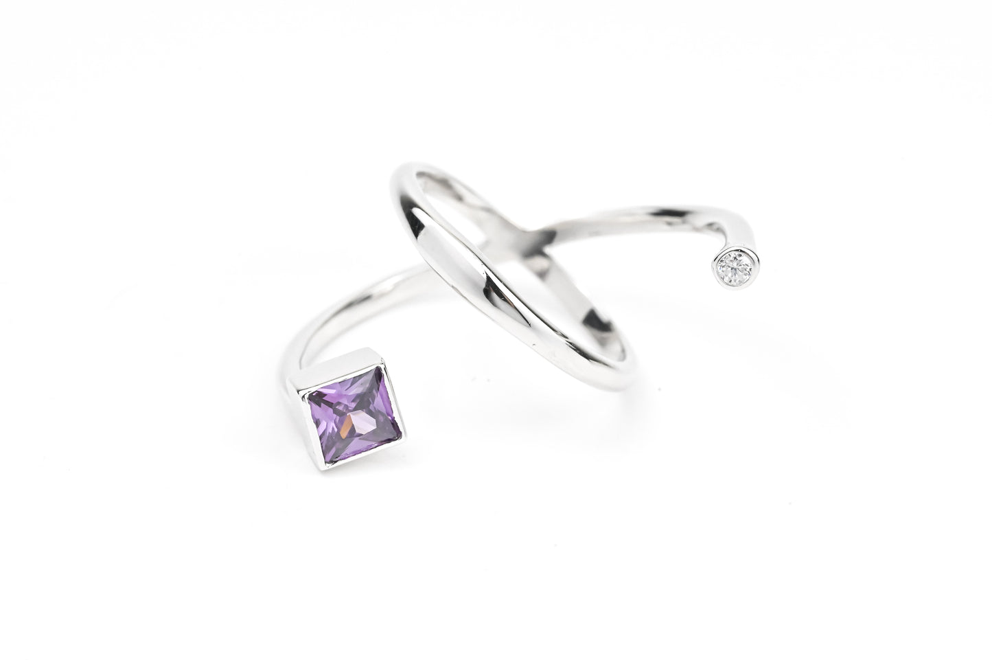 Silver Ring with Purple Zirconia stone