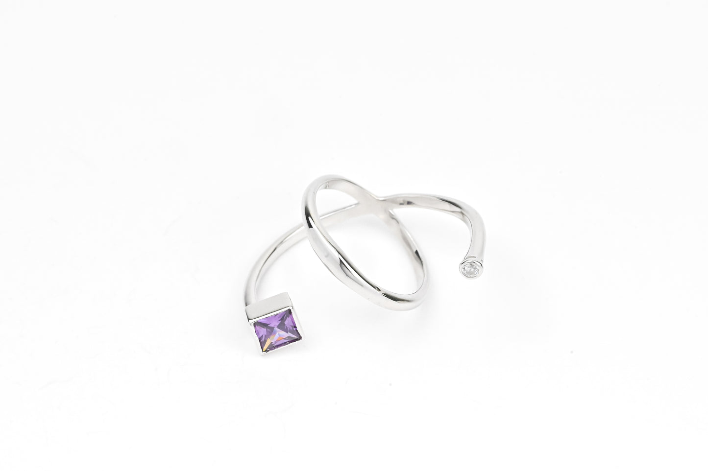 Silver Ring with Purple Zirconia stone