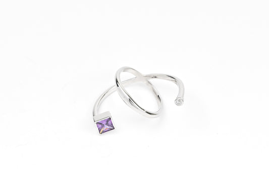 Silver Ring with Purple Zirconia stone