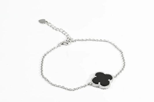 Silver Bracelet Onyx clover