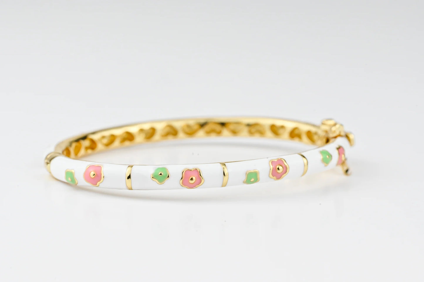 White Bracelet with Flowers for Kids Gold Plated