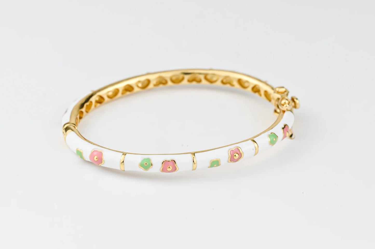 White Bracelet with Flowers for Kids Gold Plated