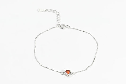 Silver Bracelet Red Heart