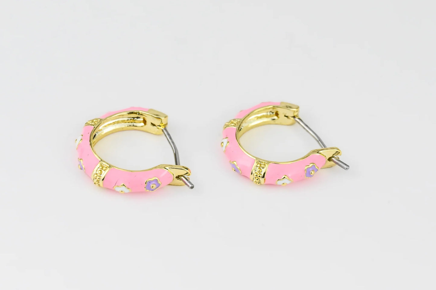 Kids Pink Earrings Gold Plated