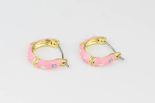 Kids Pink Earrings Gold Plated
