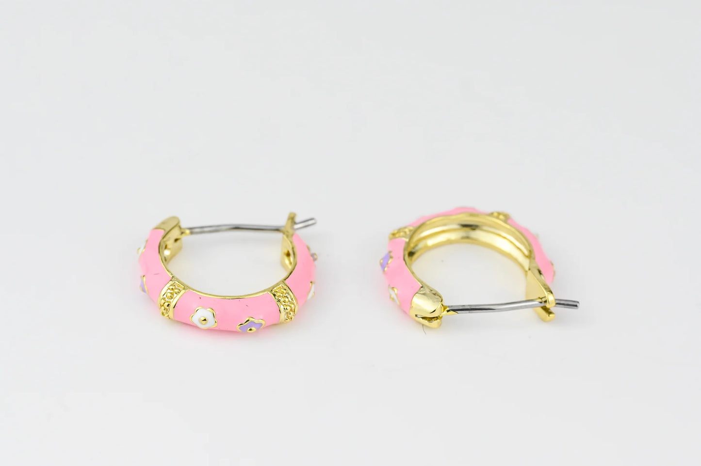 Kids Pink Earrings Gold Plated