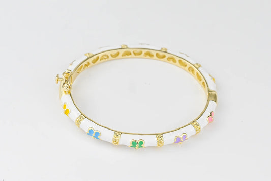 White Bracelet with Butterflies for Kids Gold Plated