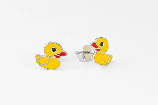 Kids Silver Stud Earrings Duckling