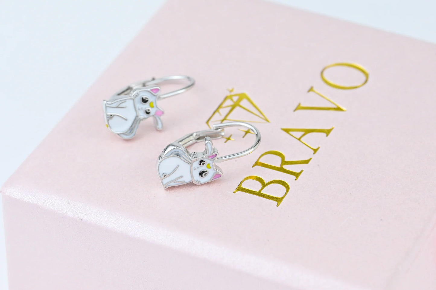 Kids Silver Earrings Cat