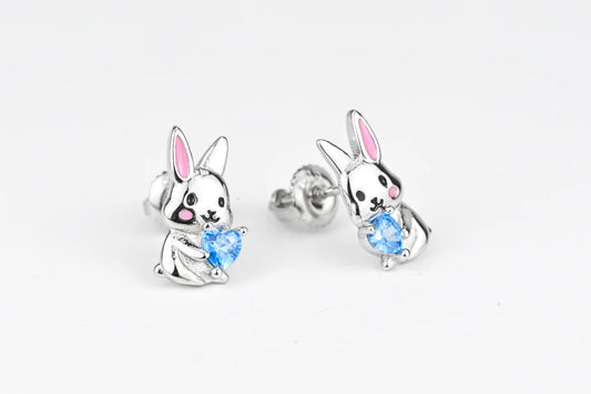 Silver Stud Kids Earrings Rabbit