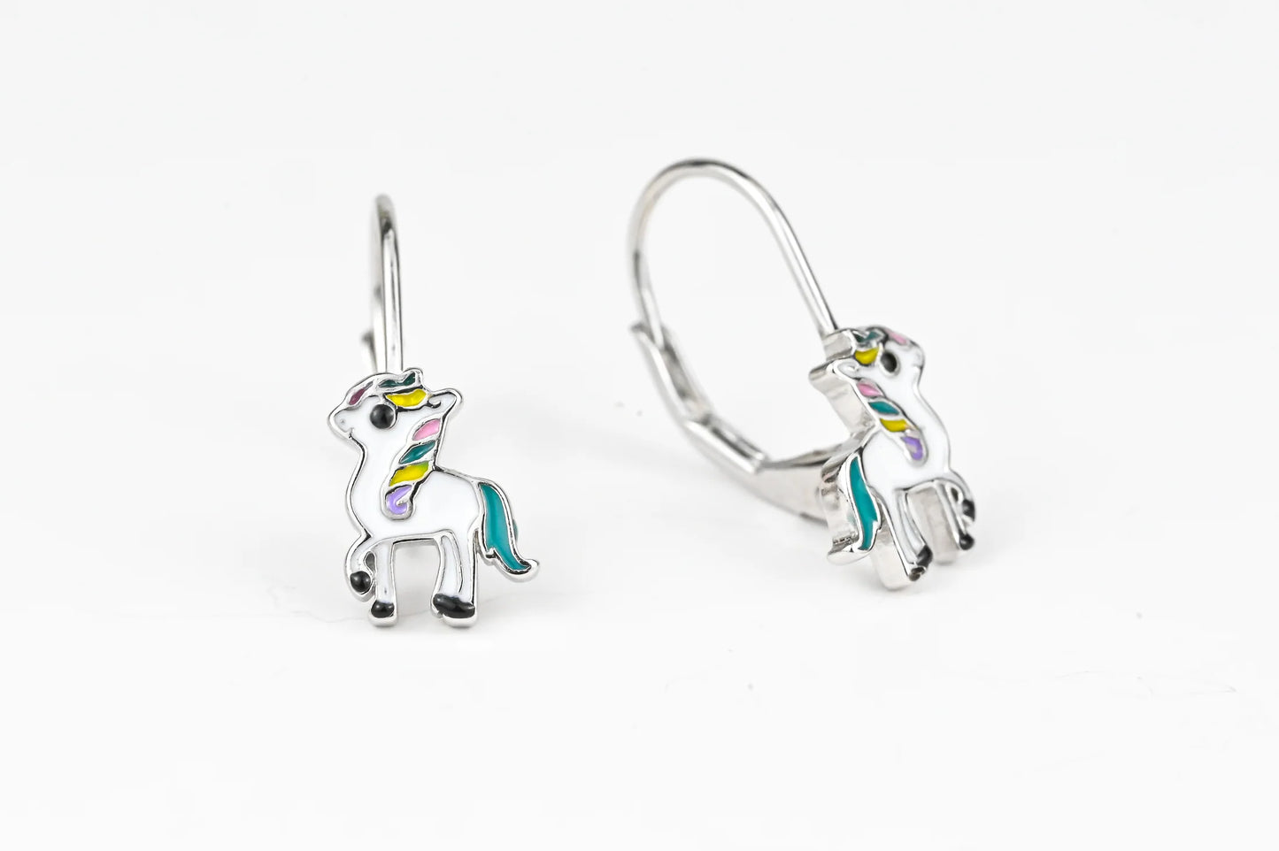 Silver Kids Earrings Unicorn