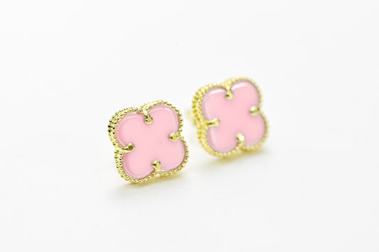 Stud Earrings Pink clover