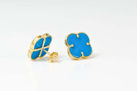 Stud Earrings Blue clover