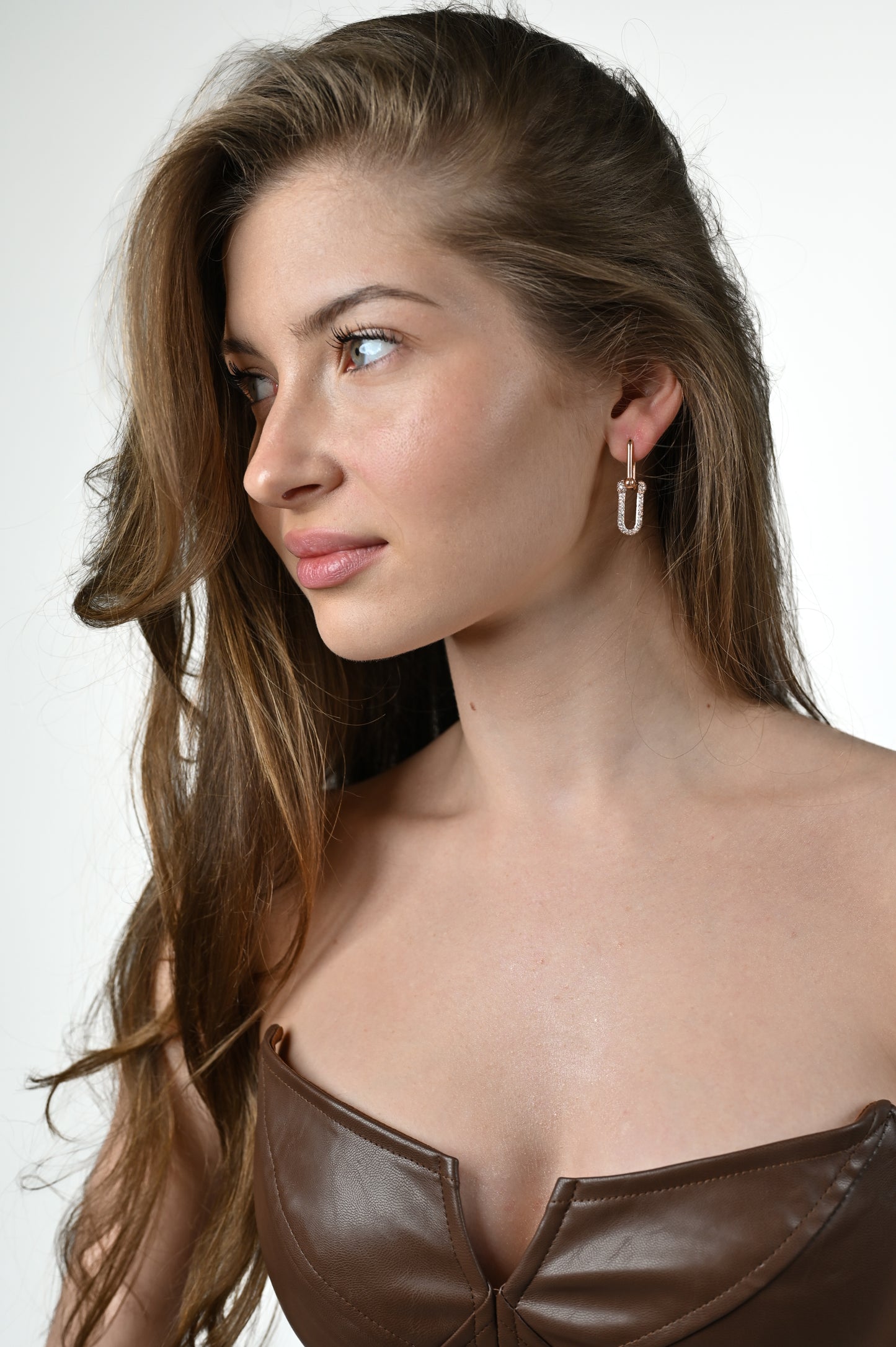 Earrings Chain with Zirconia stones