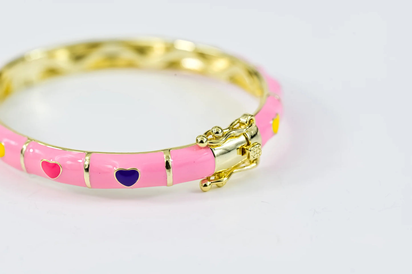 Pink Bracelet Hearts for Kids Gold Plated