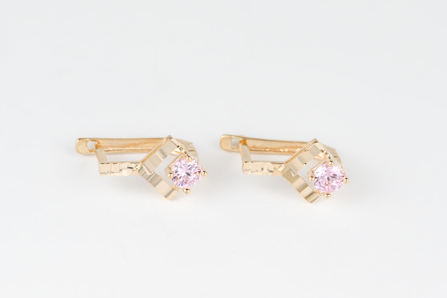 Kids Earrings with Pink Zirconia stones