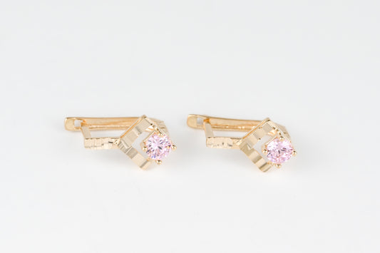 Kids Earrings with Pink Zirconia stones